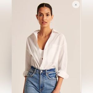 Abercrombie and Fitch White Oversized Poplin Shirt